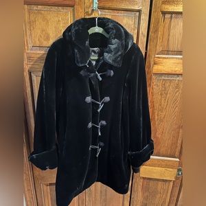 Dennis Basso Faux Fur Coat with Toggles and Removable Hood size Large